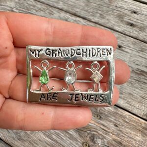 Vintage Jewelry My Grandchildren are Jewels Grandma Brooch Grandmother Pin